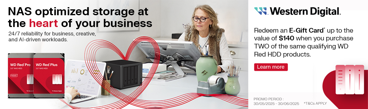 Redeem an e-Gift Card up to the value of $140 when you  purchase TWO of the same qualifying WD Red HDD products.