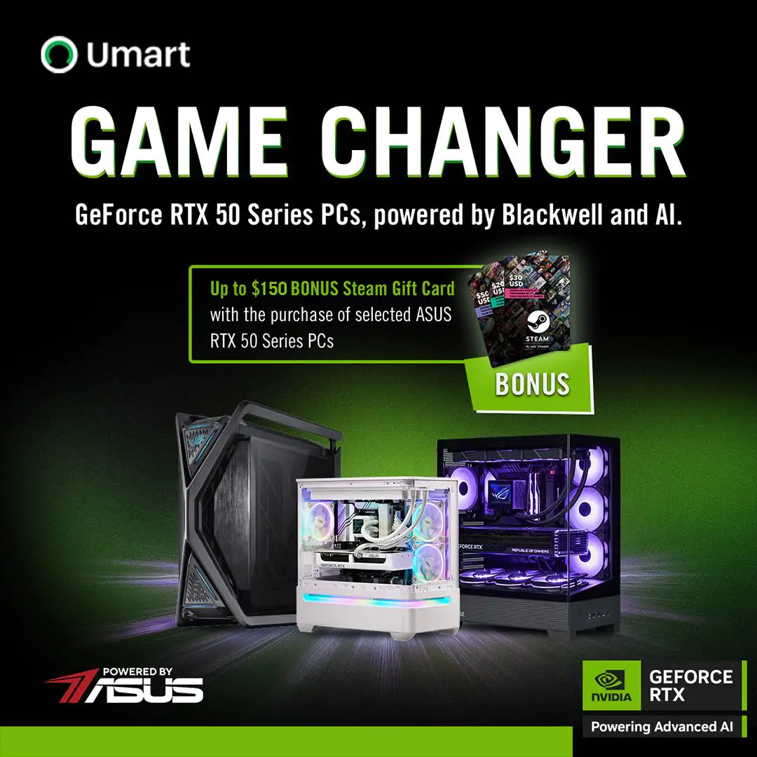 Up to $150 BONUS Steam Gift Card with the purchase of selected ASUS RTX 50 Series PC