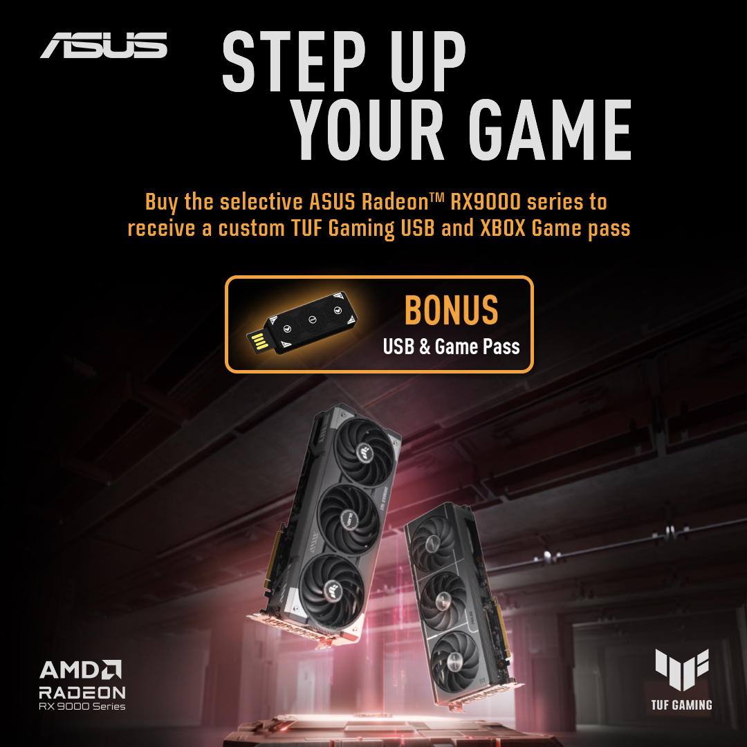 Purchase the Selected ASUS Radeon™ Series to Receive a Custom TUF Gaming USB and XBOX Game Pass (3 Month Subscription)