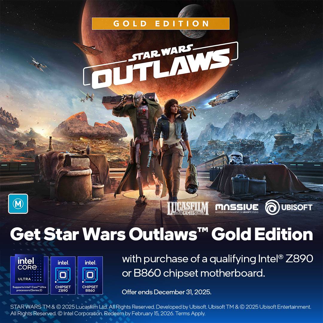 Get Star Wars Outlaws Gold Edition with purchase of a qualifying ASUS/ROG Z890 or B860 Chipset Motherbroad