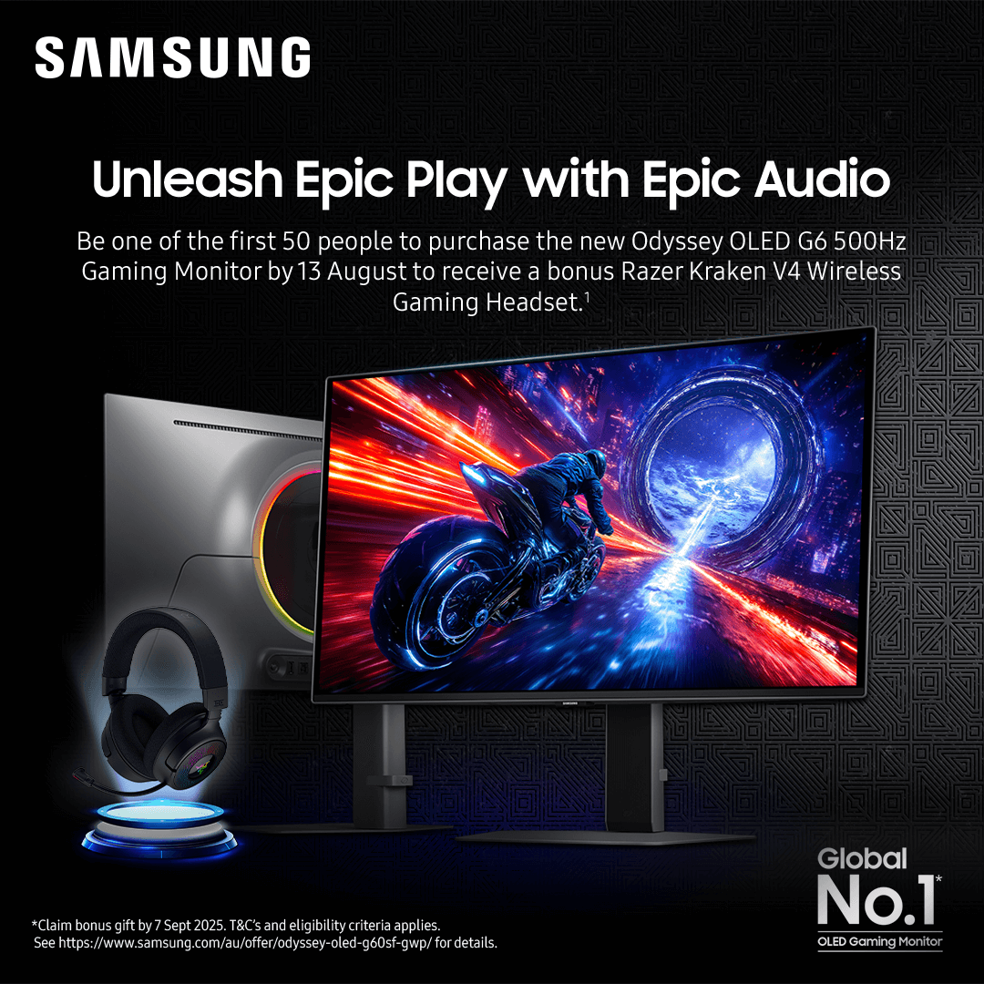 Get a Free Razer Kraken V4 Wireless Gaming Headset with Odyssey OLED G6 500Hz Monitor Purchase!