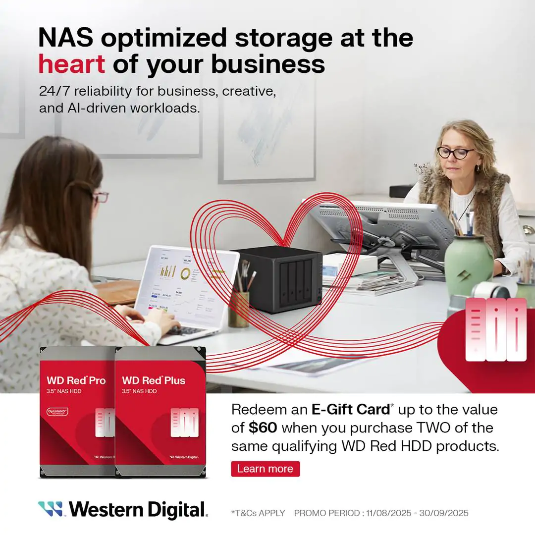 Redeem an e-Gift Card* up to the value of $60 when you  purchase TWO of the same qualifying WD Red HDD products