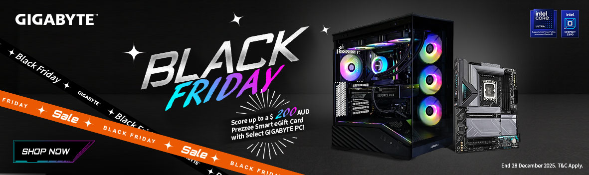 GIGABYTE Black Friday Sale — Score Up to $200 Prezzee Smart eGift Card with Select GIGABYTE PCs