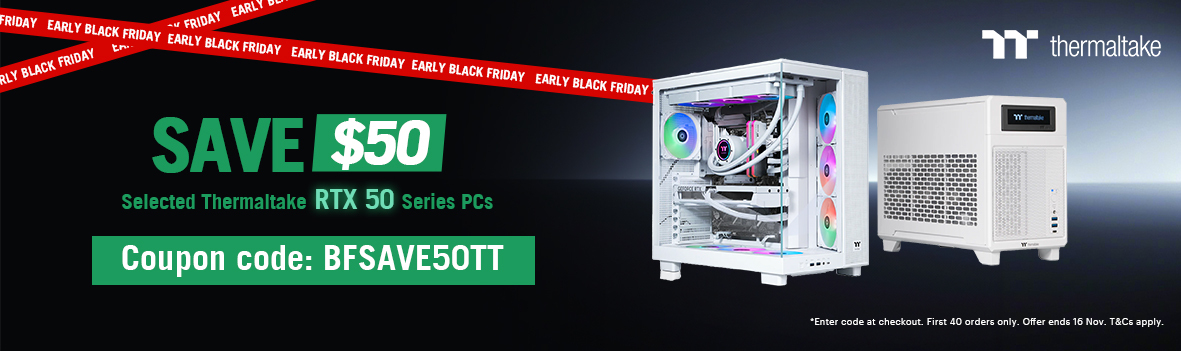 Exclusive Extra $50 Off Coupon on Thermaltake RTX 50 Series Gaming PCs