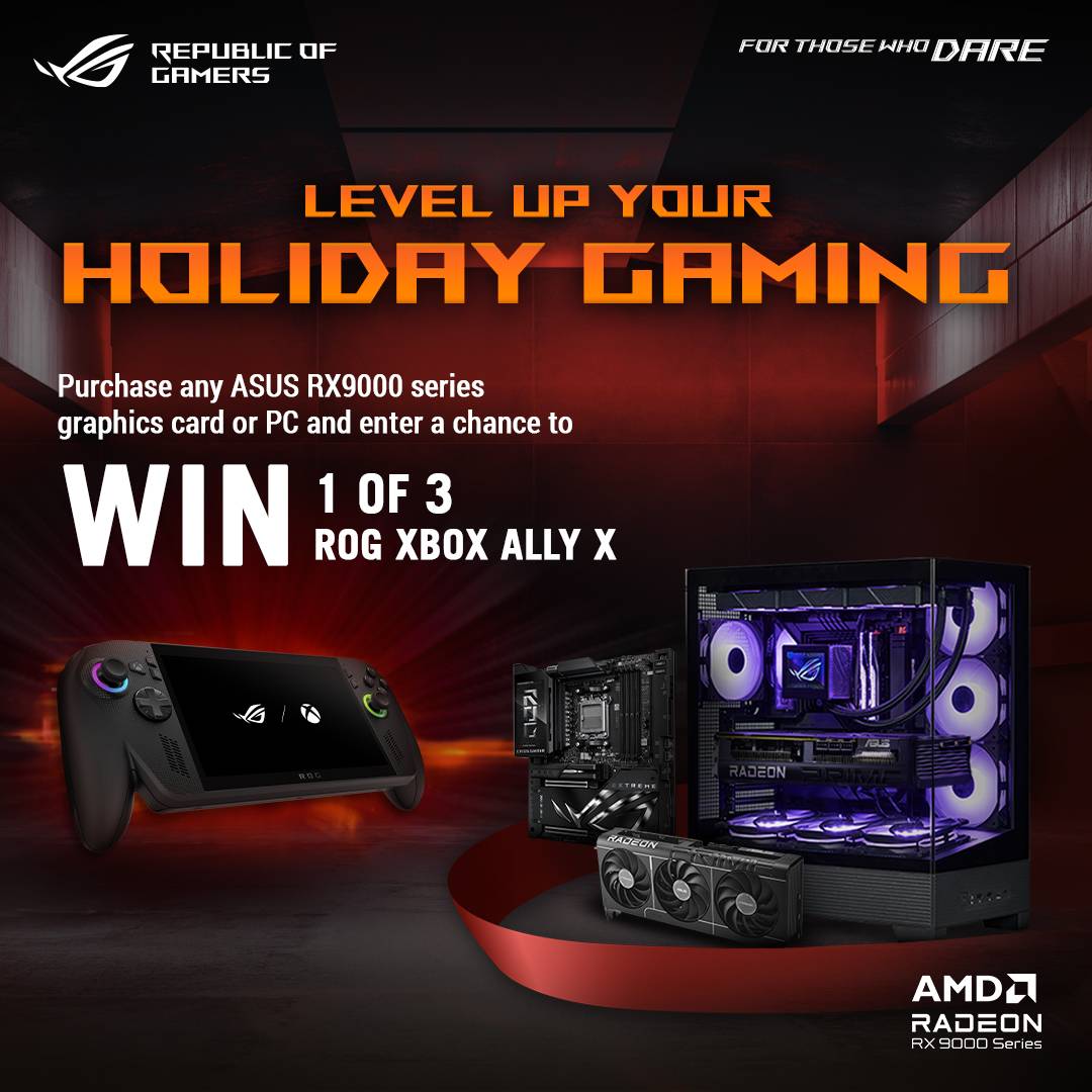 Win 1 of 3 ROG Ally X! Buy ASUS RX9000 Series Graphics Cards or PC Builds This Holiday Season