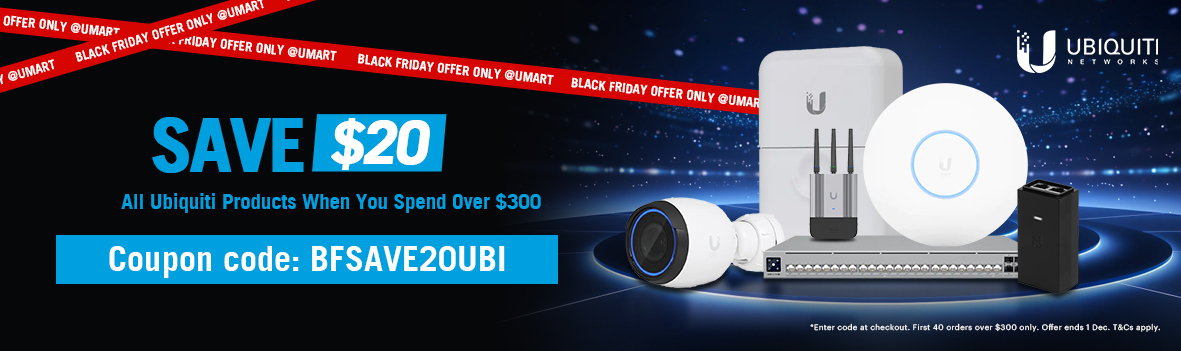 Use Code BFSAVE20UBI | Get $20 Off All Ubiquiti Products Over $300 This Black Friday