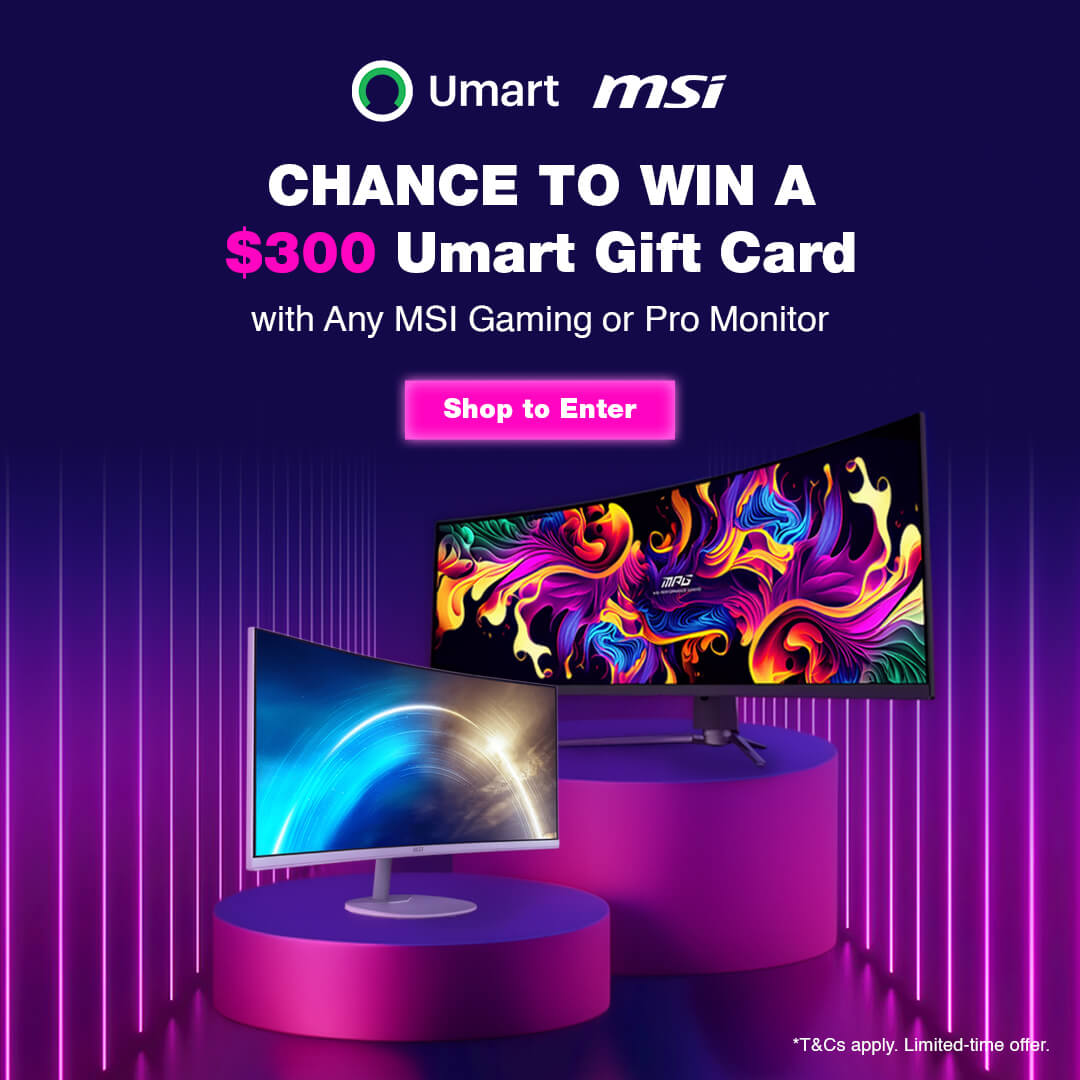 Chance to Win a $300 Umart Gift Card with Any MSI Gaming or Pro Monitor