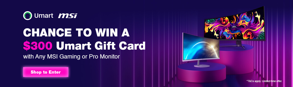 Chance to Win a $300 Umart Gift Card with Any MSI Gaming or Pro Monitor