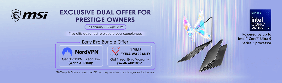 MSI Prestige Early Bird Offer: NordVPN 1-Year Plan + 1-Year Extra Warranty (Selected Pre-Orders)