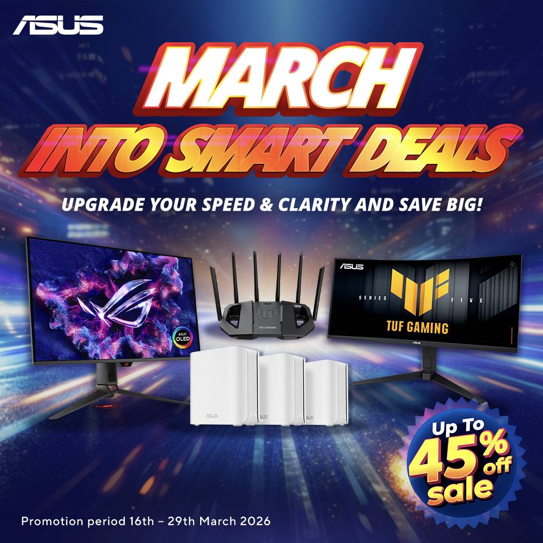 ASUS March Smart Deals 2026: Up to 45% Off on Monitors, Routers & Gaming Gear