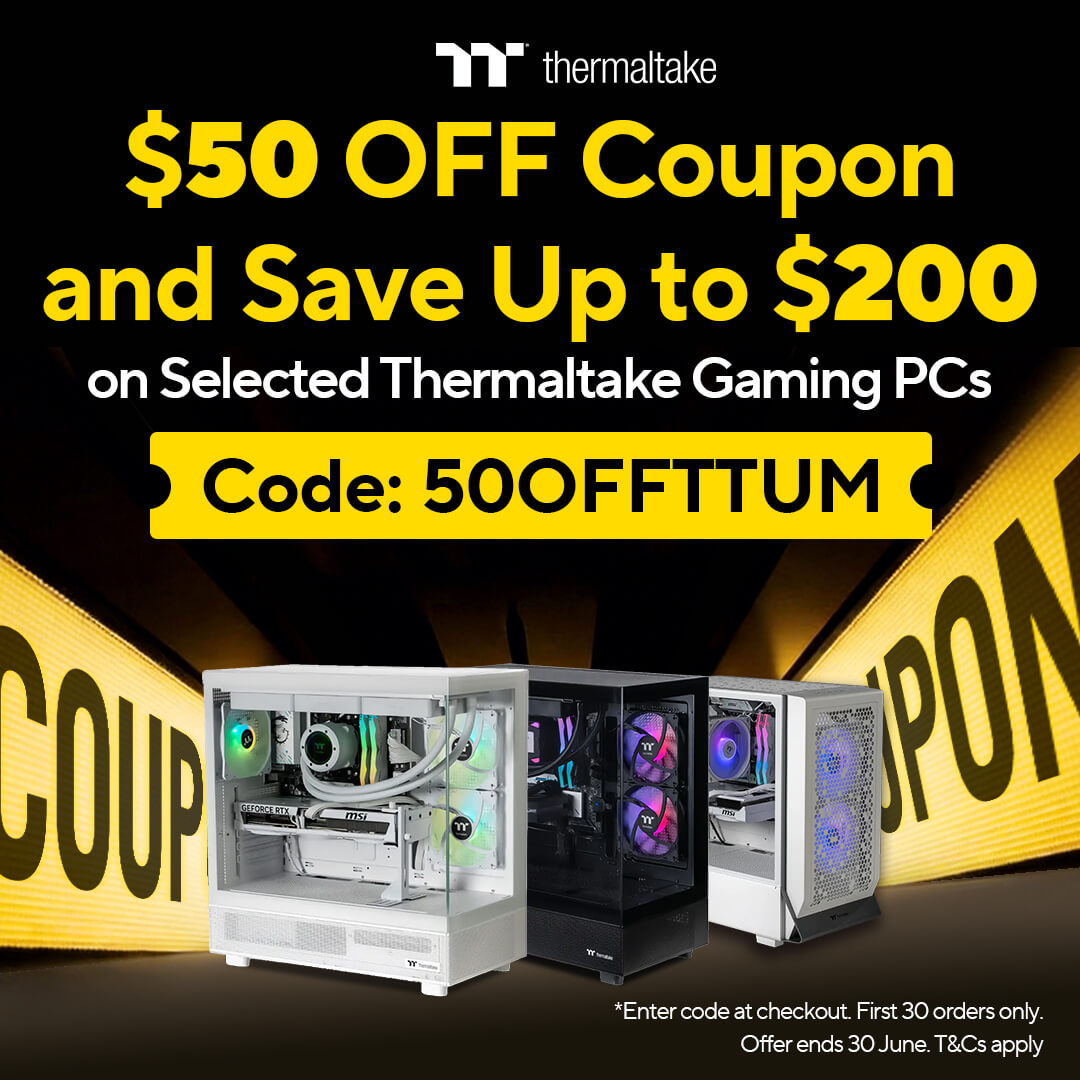 Get an Extra $50 OFF Coupon and Save Up to $200 on Selected Thermaltake Gaming PCs