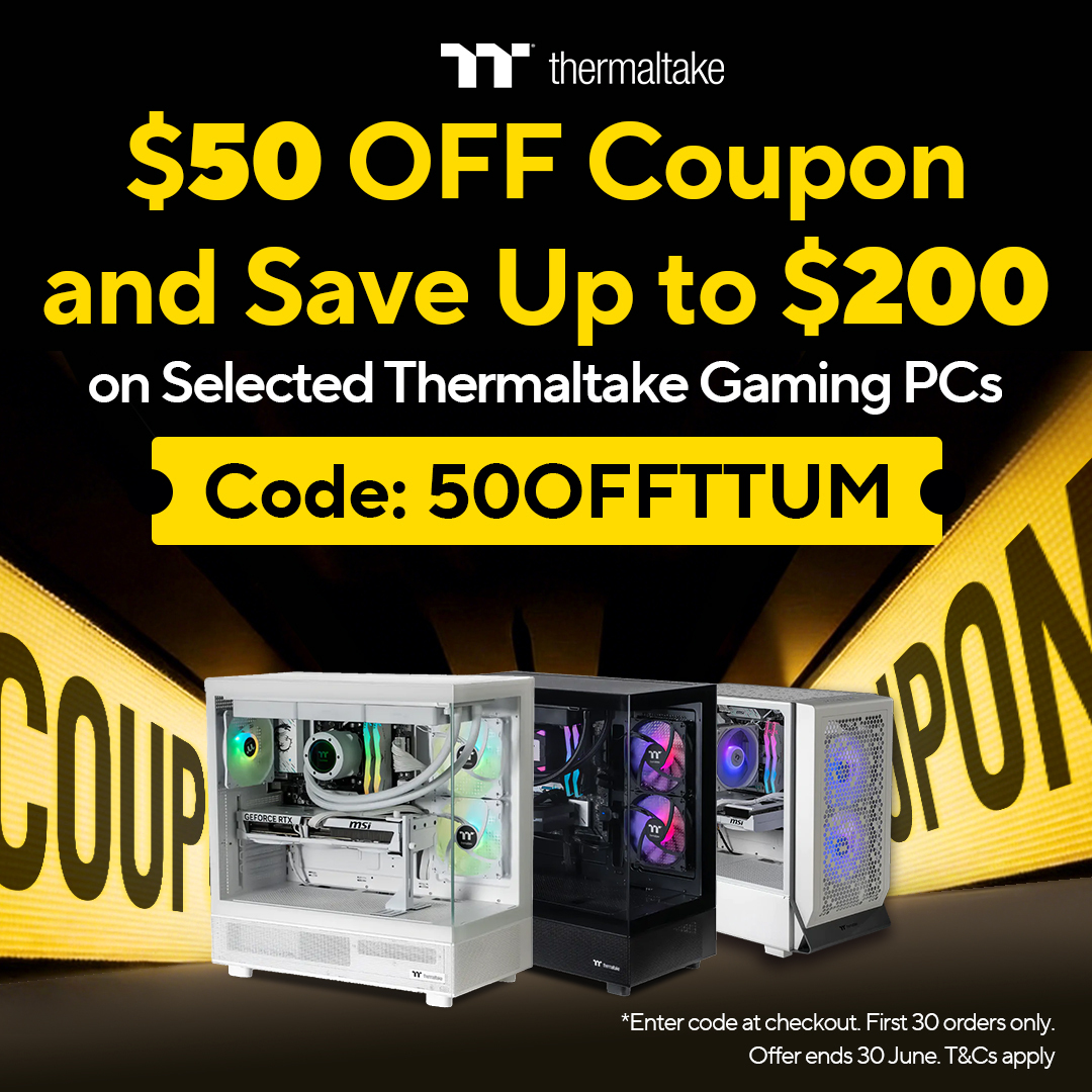 Use Code '50OFFTTUM' to Save an Extra $50 on Select TT Gaming PCs. First 30 Orders Only!