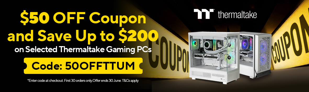 Use Code '50OFFTTUM' to Save an Extra $50 on Select TT Gaming PCs. First 30 Orders Only!