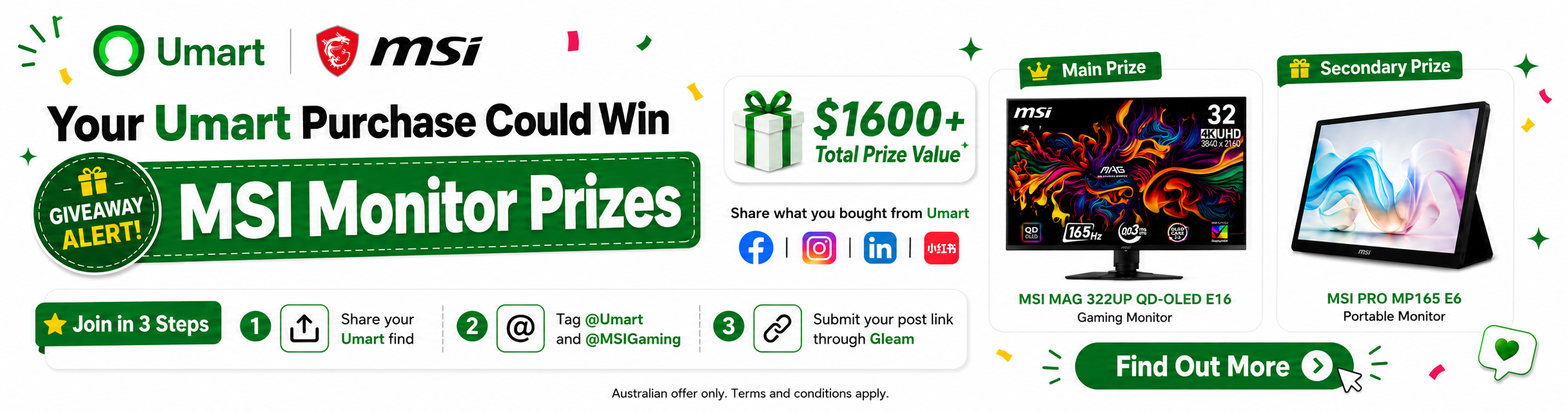 Chance to Win MSI Monitors when You Share What You Bought from Umart on Select Social Media!