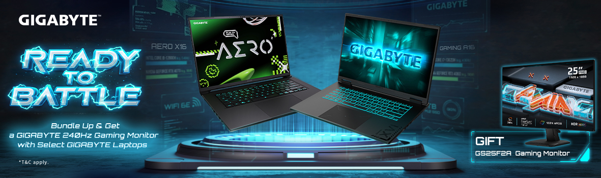 Bundle Up & Grab a Bonus GIGABYTE 240Hz Gaming Monitor with Eligible GIGABYTE Laptops
