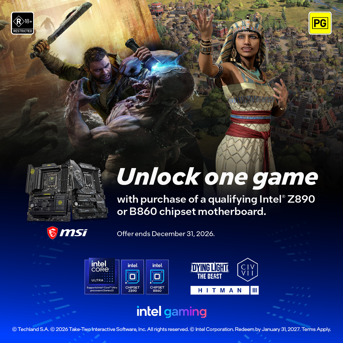 Unlock One Game with a Qualifying MSI Intel Z890 or B860 Motherboard