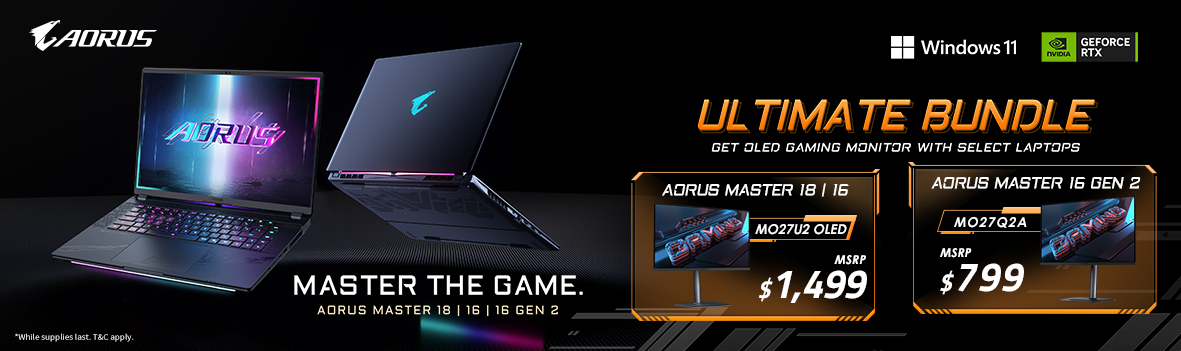 Get a Bonus OLED Gaming Monitor with Select AORUS MASTER Series Laptops!