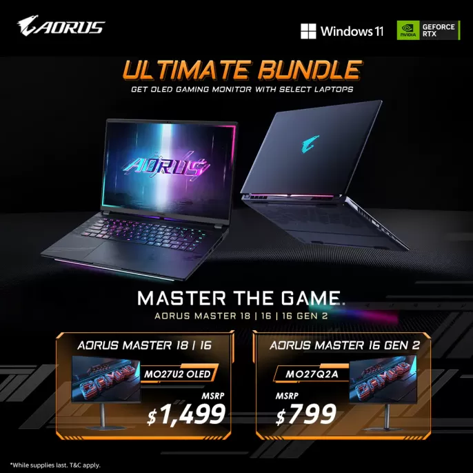 Get a Bonus OLED Gaming Monitor with Select AORUS MASTER Series Laptops!