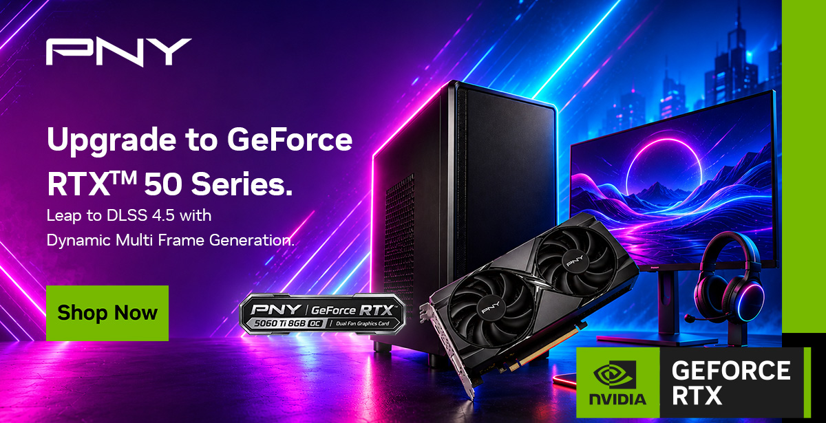 Upgrade to PNY GeForce RTX™ 50 Series | Leap to DLSS 4.5 with Dynamic Multi Frame Generation