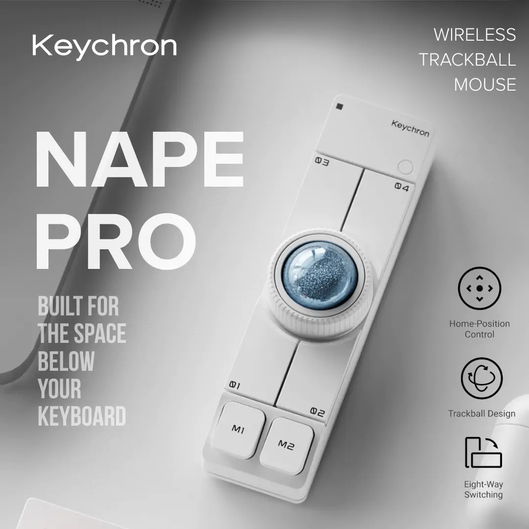 Keychron Nape Pro Wireless Trackball Mouse | Compact Programmable Trackball