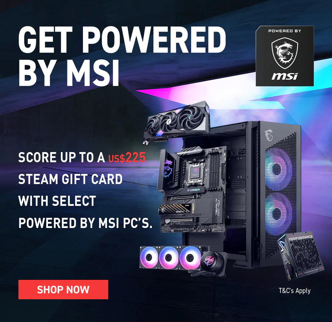 Get Up to a $225 USD Steam Gift Card with Eligible Powered by MSI Gaming PCs