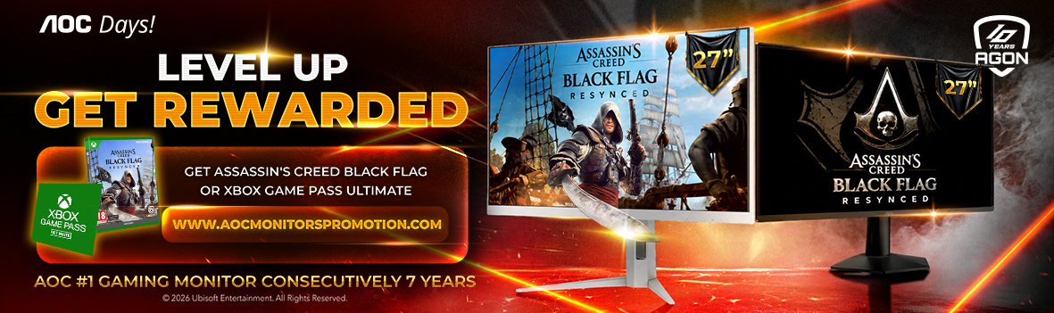 Get Xbox Game Pass Ultimate 1 Month or Assassin’s Creed IV: Black Flag with Eligible AOC Models