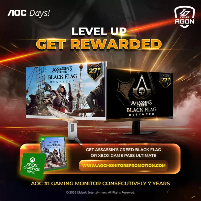 Get Xbox Game Pass Ultimate 1 Month or Assassin’s Creed IV: Black Flag with Eligible AOC Models