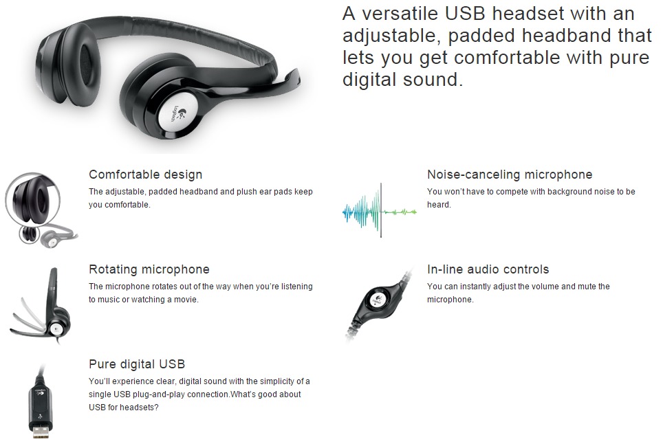 Logitech Clearchat Comfort Usb H390 Adjustable Padded Headband