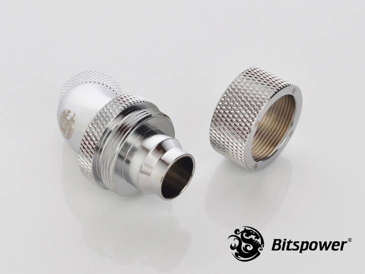 Bitspower G1//4 Silver Dual Rotary 45-Degree Compression Fitting-ID 1//2/" OD 3//4/"
