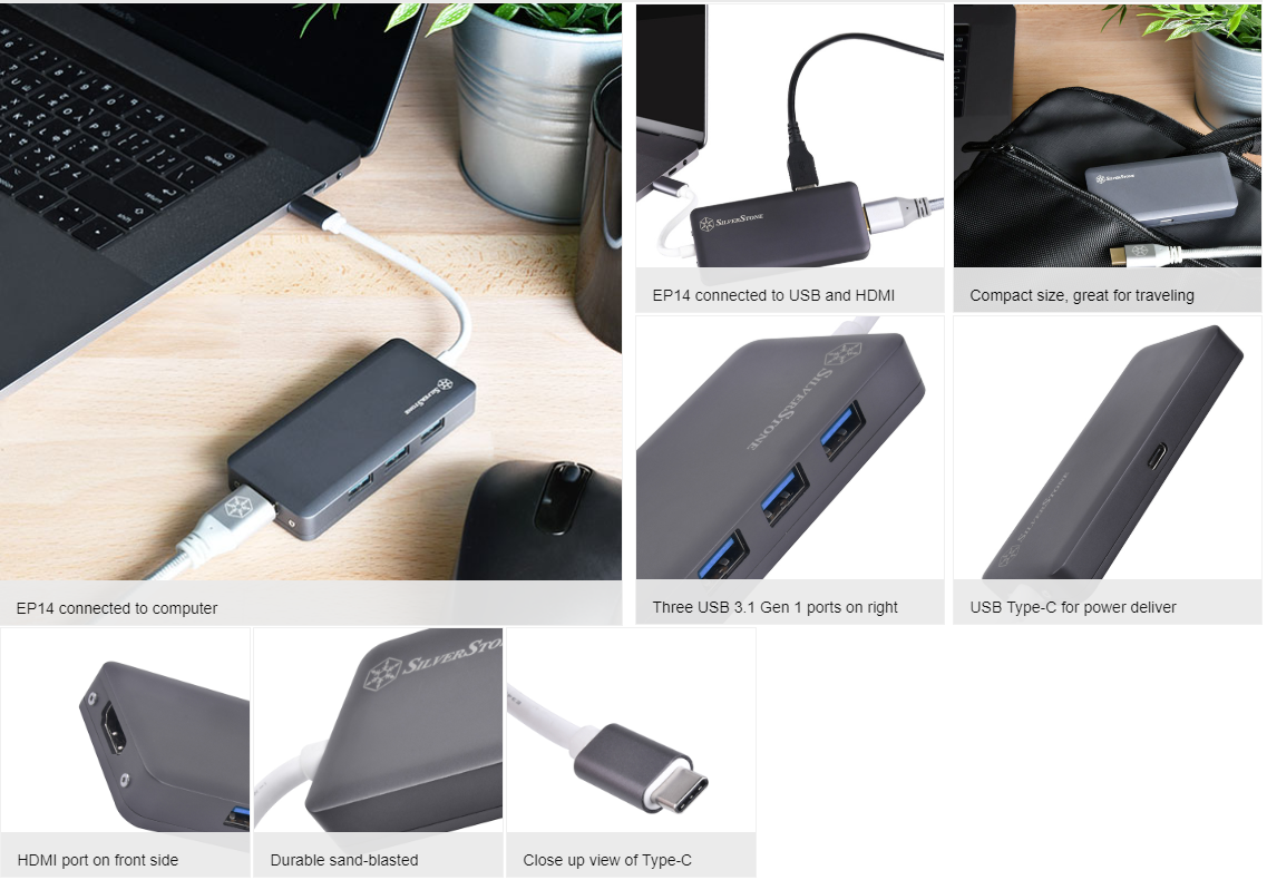 SilverStone EP14C USB Type C Hub with HDMI - Umart.com.au