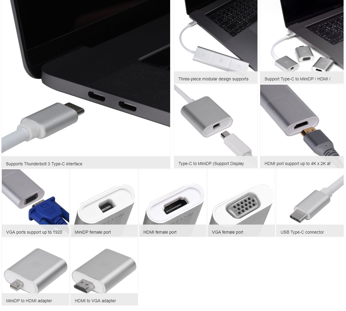 Silverstone EP11S USB3.1 Type C to MiniDP HDMI VGA Combo Display Adapterss.jpg