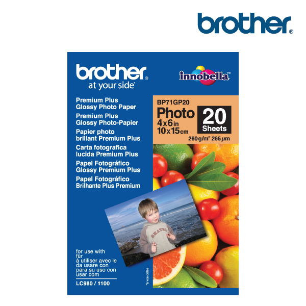 Brother BP71GP20 Premium Plus Glossy Photo Paper,20 sheets