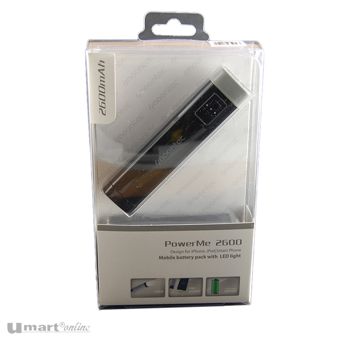 Noontec Powerme NT-PB260B 2600mAh Backup Battery For All Phones With LED lights, Black