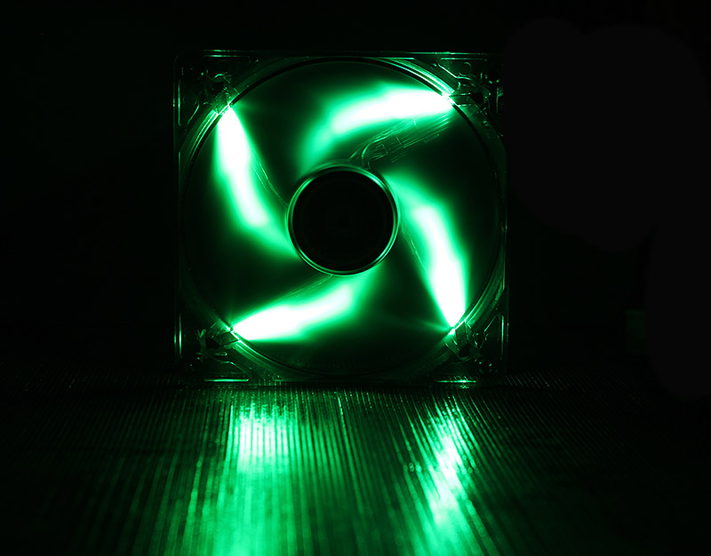 BitFenix 200mm Spectre PRO Series Fan, Tinted Transparent Black & Green LED High Pressure/CFM