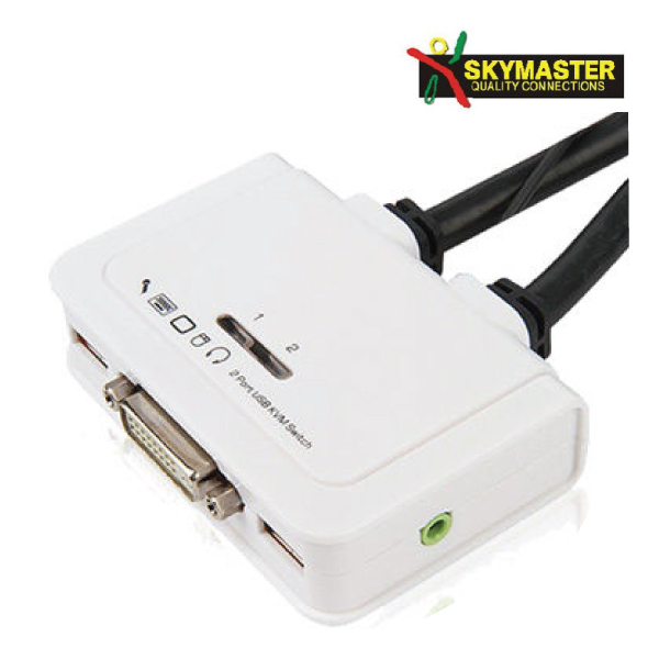 Skymaster 2 Port USB DVI KVM Switch w Audio & Mic