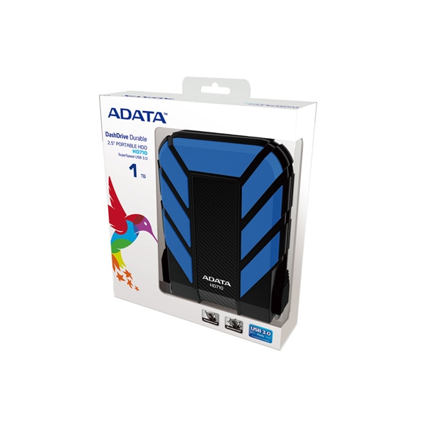 ADATA HD710B Durable Waterproof Shock Resistant 1TB USB3.0 External HDD Blue