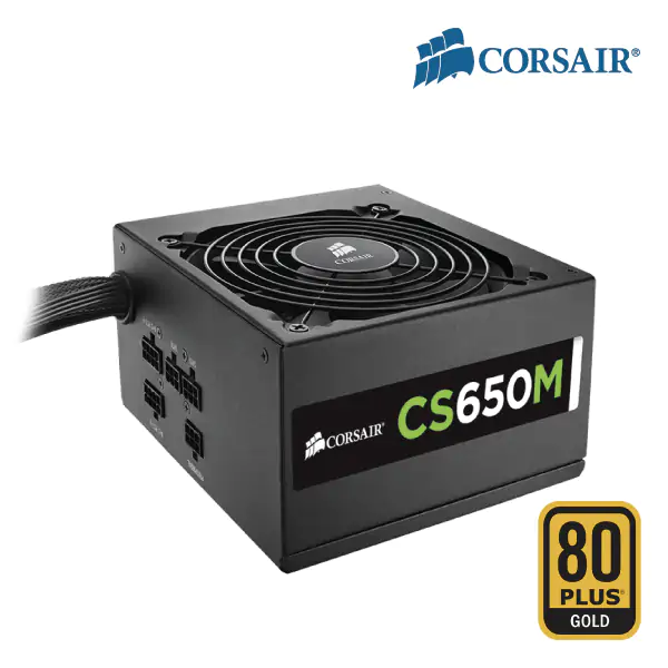 Corsair 650W 80+ Gold Certified Semi-Modular ATX Power Supply (CMPSU-CS650M)