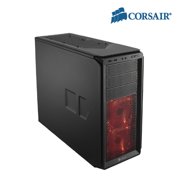 Corsair Graphite Series 230T Compact Mid Tower Case with Dual Front Red LED Intake Fans - Striking,