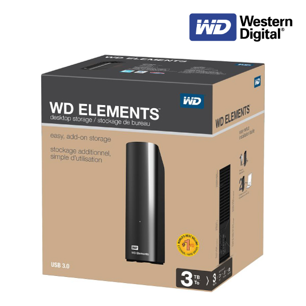 Western Digital Elements Desktop 3TB USB 3.0 External Black