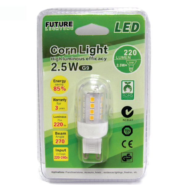 LED Corn Light 2.5W 3000K /1 Pack G9