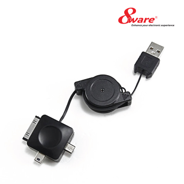 USB 2.0 Retractable Cable Kit for iPhone, Smart Phone