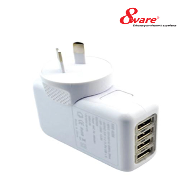 8ware USB 4 Port Fast Charging Wall Station