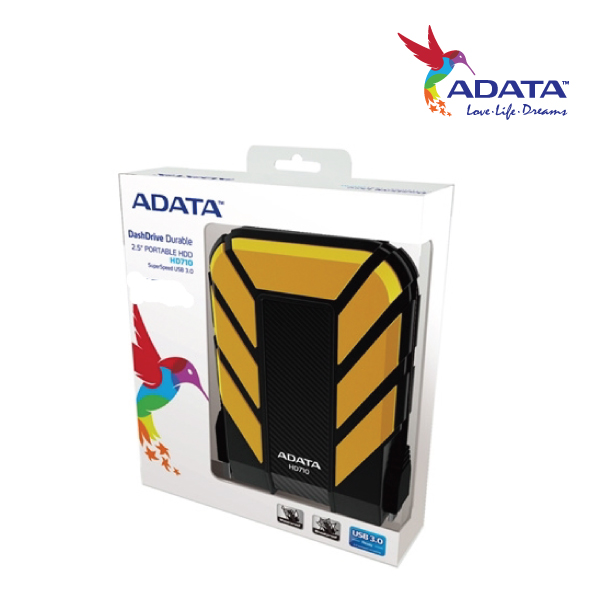 ADATA HD710 Durable Waterproof Shock Resistant 2TB USB3.0 External HDD Yellow