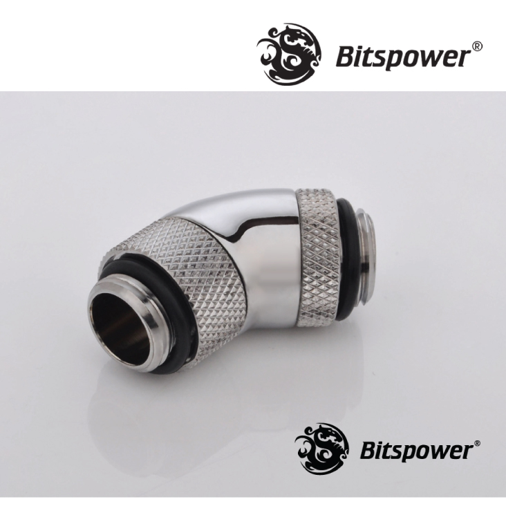 Bitspower G1/4 Silver Shining Dual Rotary 45 Degree M-M Extender
