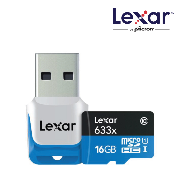 Micro Secure Digital Card 16Gb SDHC(Micro SD) 633X USB3 Adapter Lexar