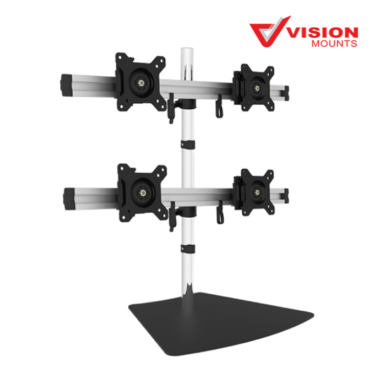 VisionMount VM-MP240S-EX Free Standing Aluminium Four LCD Monitor Support up to 24"