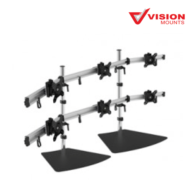 VisionMount VM-MP260S-2-EX Free Standing Aluminium Six LCD Monitor Support up to 24"