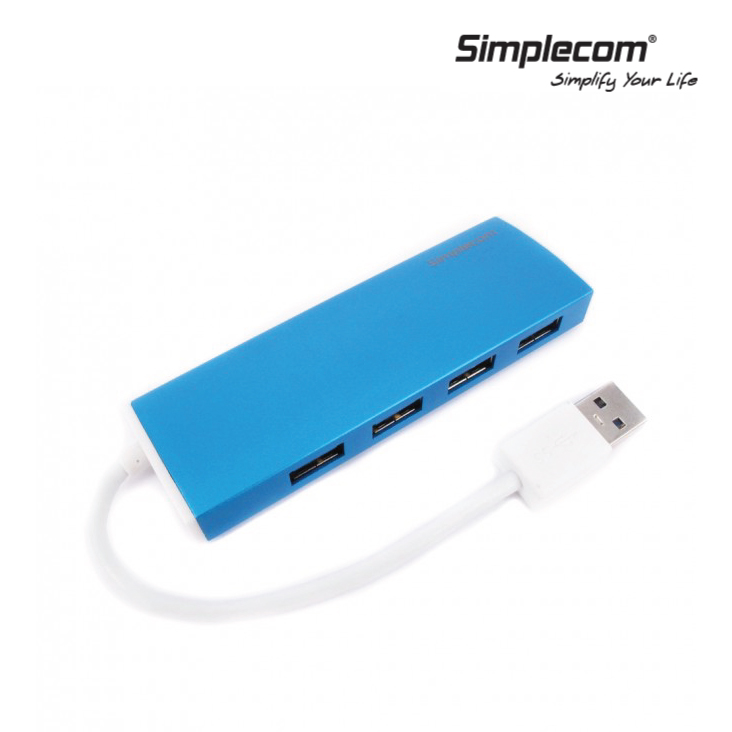 Simplecom CH309 Slim Aluminium 4 Port USB 3.0 Hub Blue