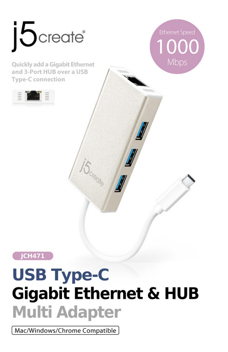 j5create Type-C to GigaLAN & USB 3.0 Adapter