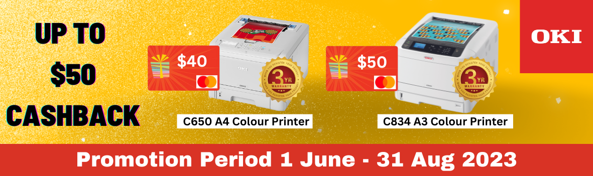 Up to $50 cashback when you purchase eligible OKI printers